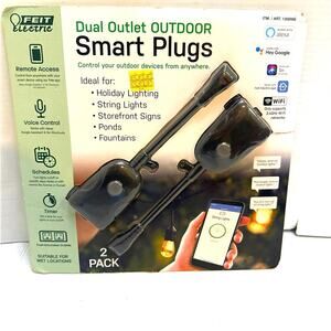 Feit Dual Outlet Outdoor Smart Plug WiFi 2-Pack Alexa Google SIRI